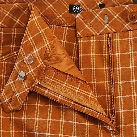 Versona Modern Bootcut Pants Sz: 8 NWT Orange Plaid Hippie 70s Hi Rise - Picture 11 of 16